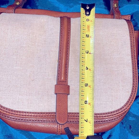FOSSIL Canvas Leather Trim Flap Crossbody Shoulder Bag - Picture 10 of 11